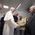 Pope Francis visited the new dormitory for the homeless on Thursday evening
