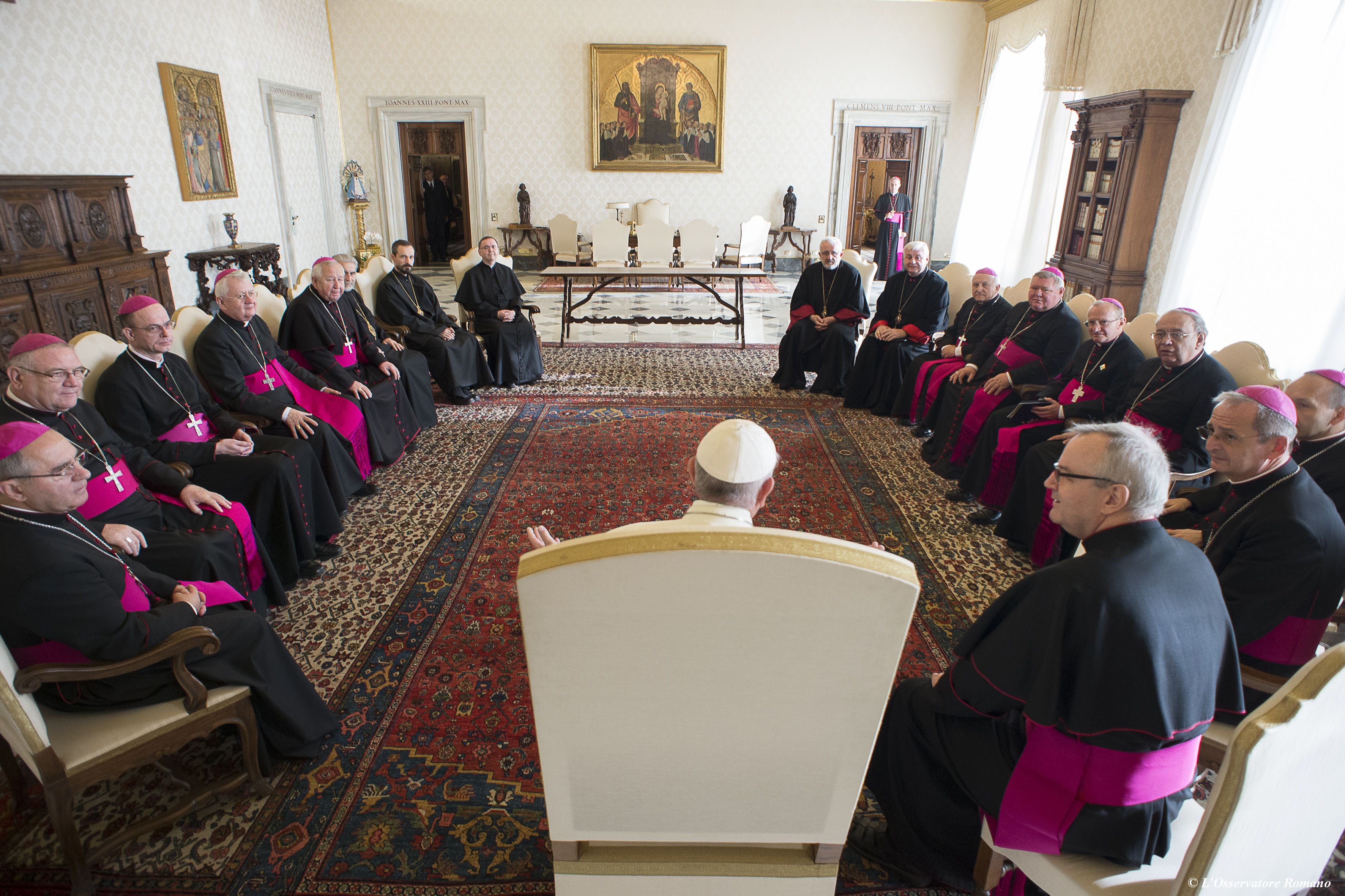 Pope Francis receives the Slovakian bishops as part of their ad limina visit to Rome