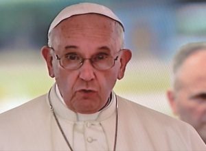 Pope Francis speaking in the airport of La Havana