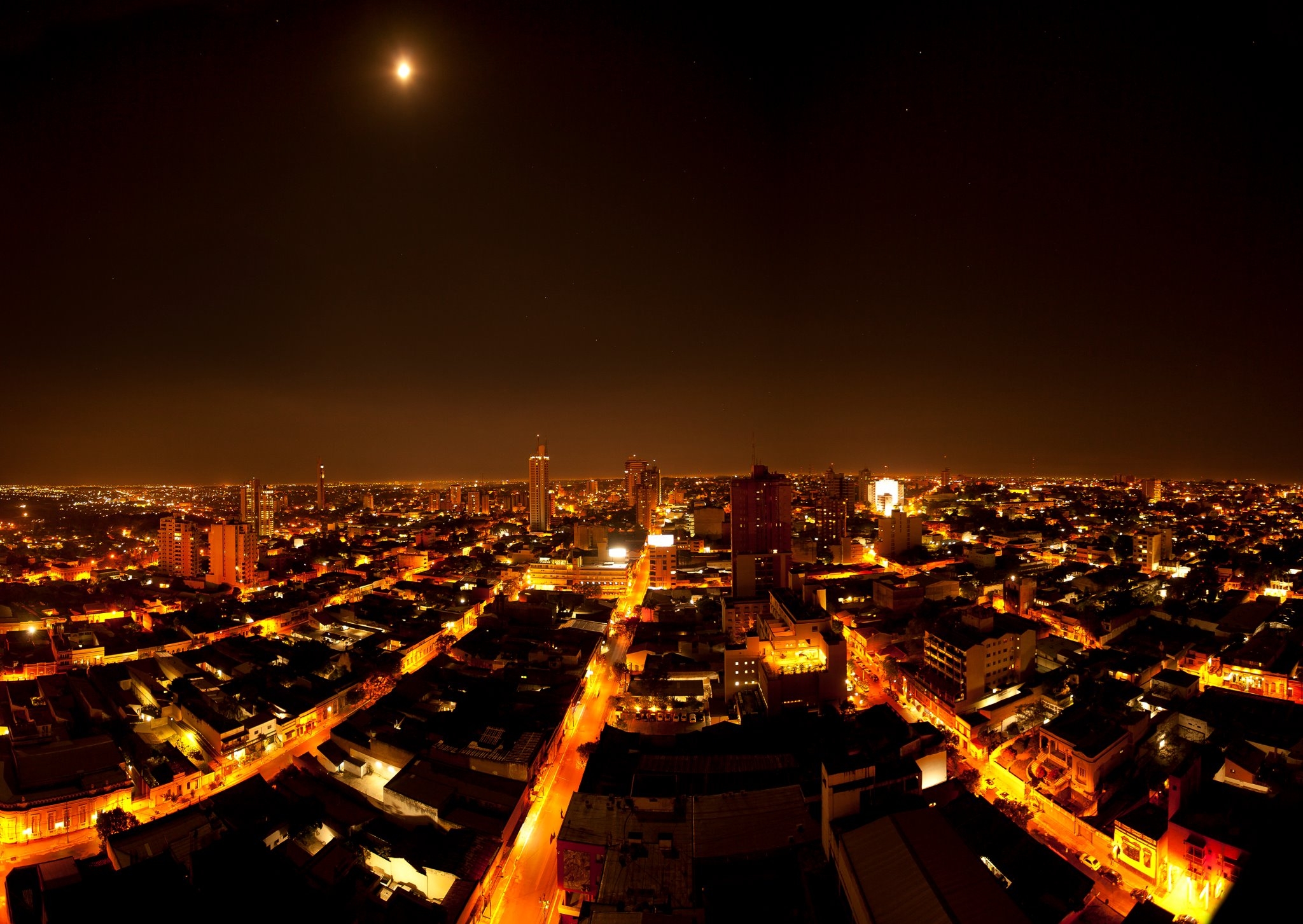 La Asunción city in Paraguay by night