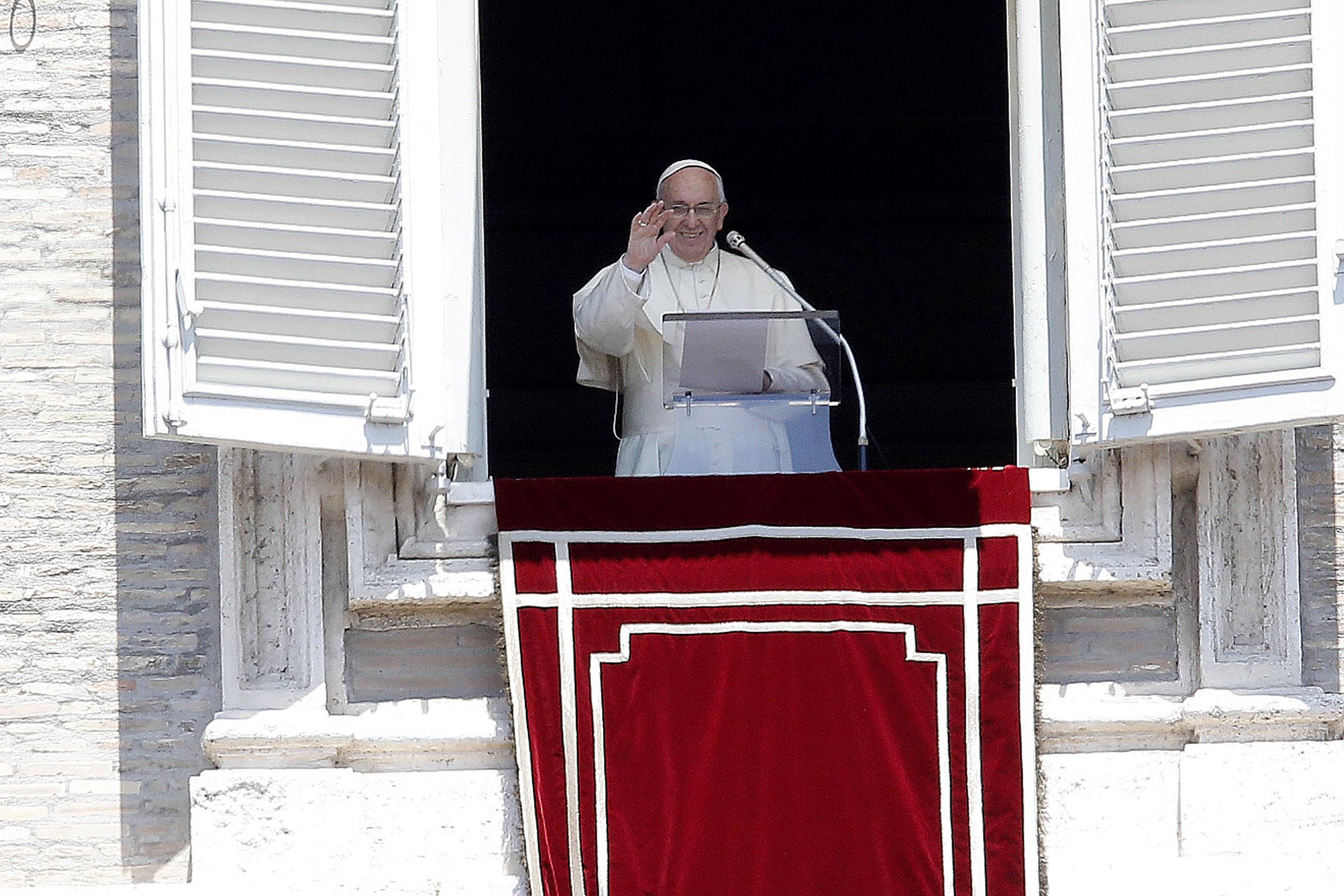 Pope Francis during the Angelus on Sunday May 31 2015