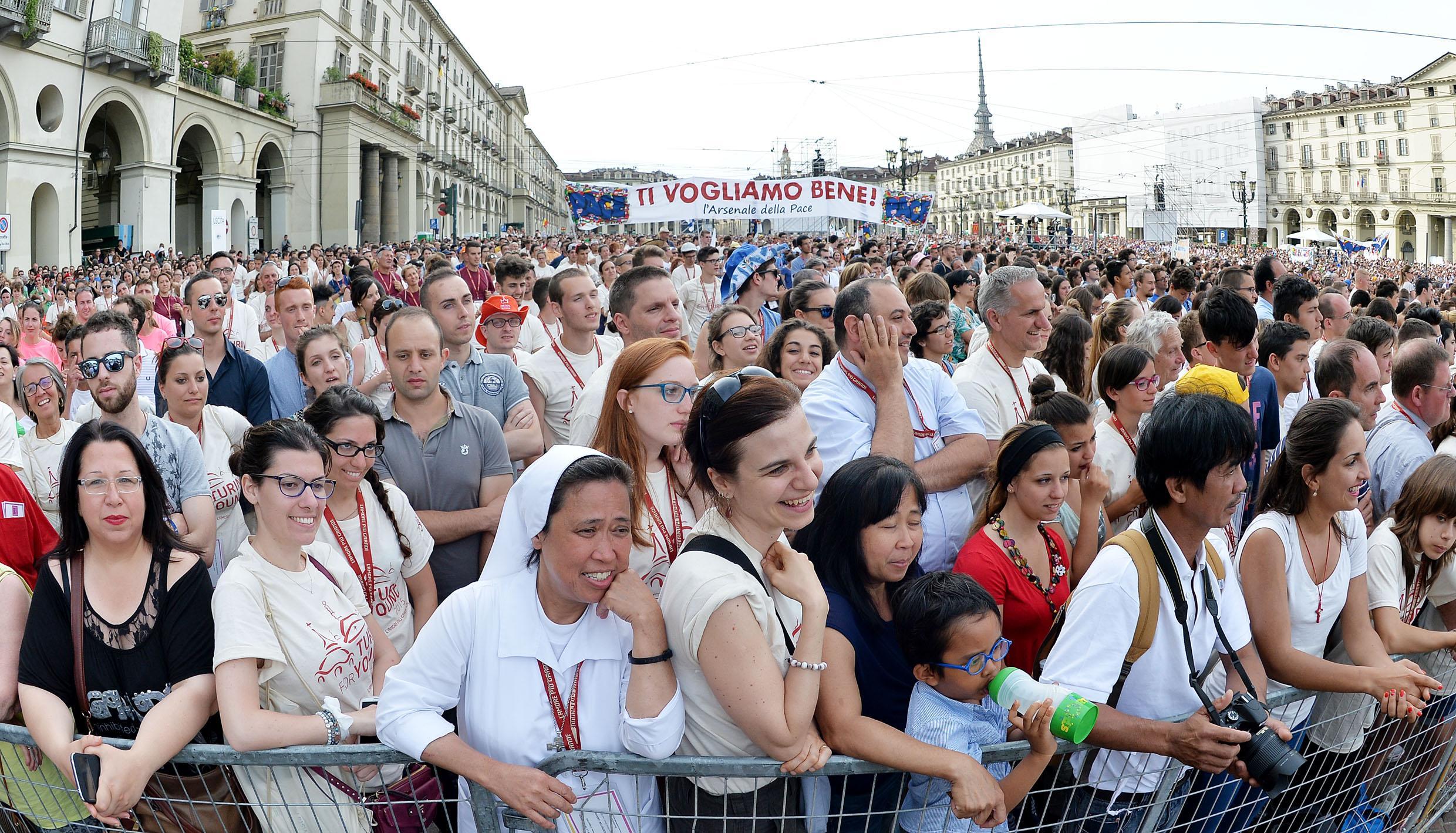 Pope Francis' meeting with youth in Piazza Vittorio Veneto in Turin