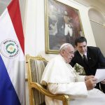 Pope Francis during his courtesy visit to president Horacio Cartes
