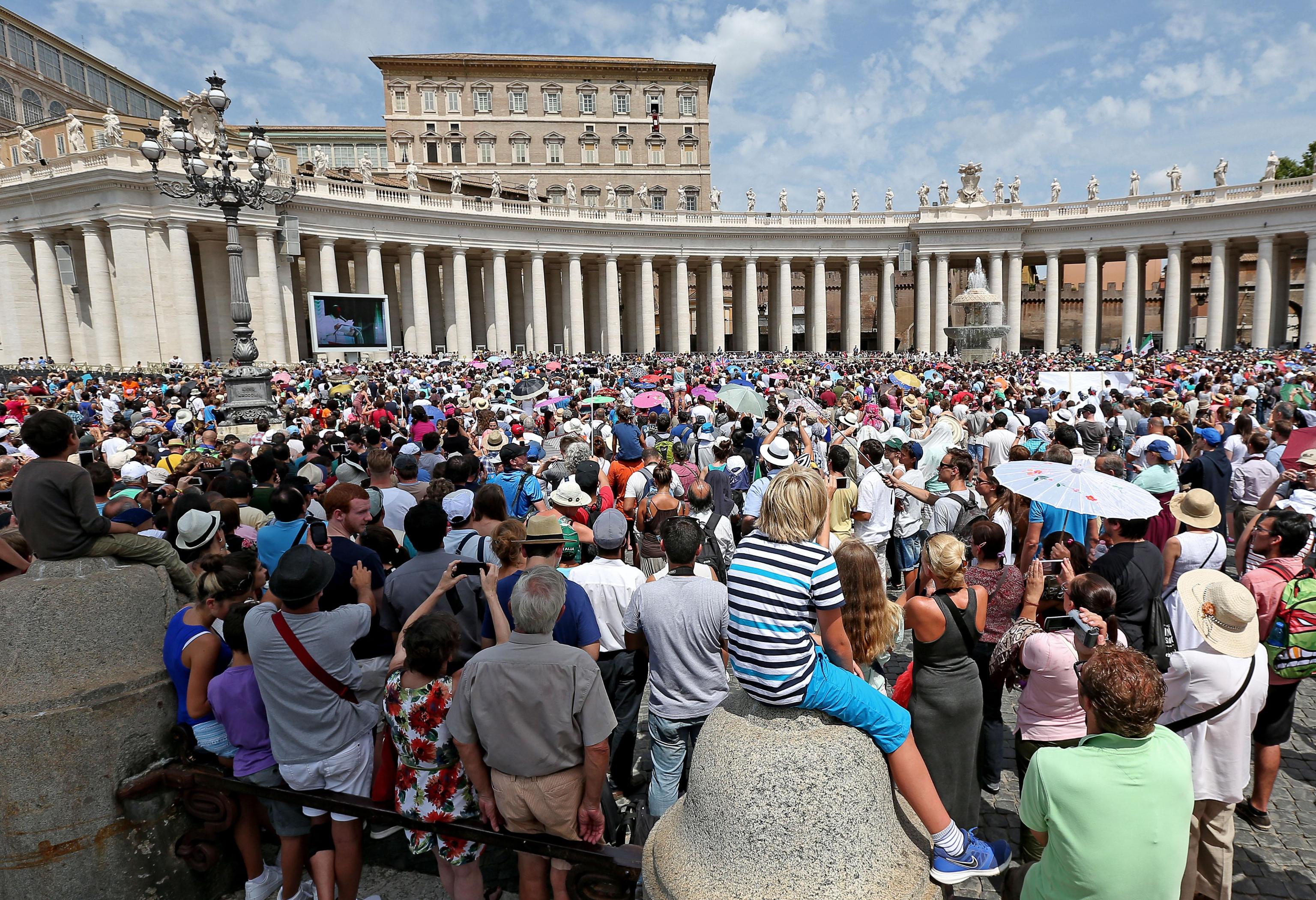 St. Peter's Square during the prayer of the Angelus on Sunday 2nd of August 2015
