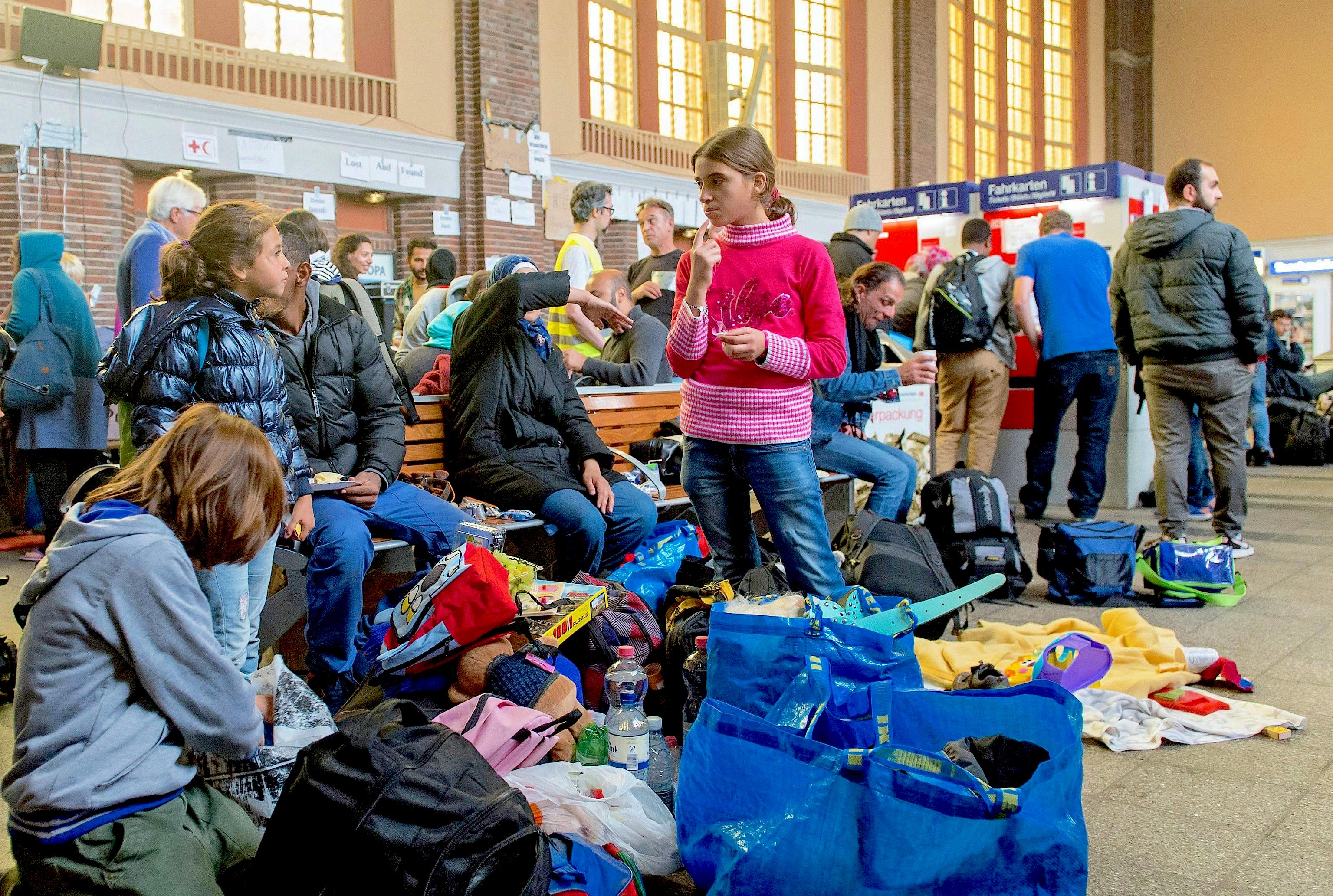 Refugees at the railway station in Flensburg