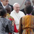 Pope Francis at his arrival at Jomo Kenyatta International Airport in Nairobi