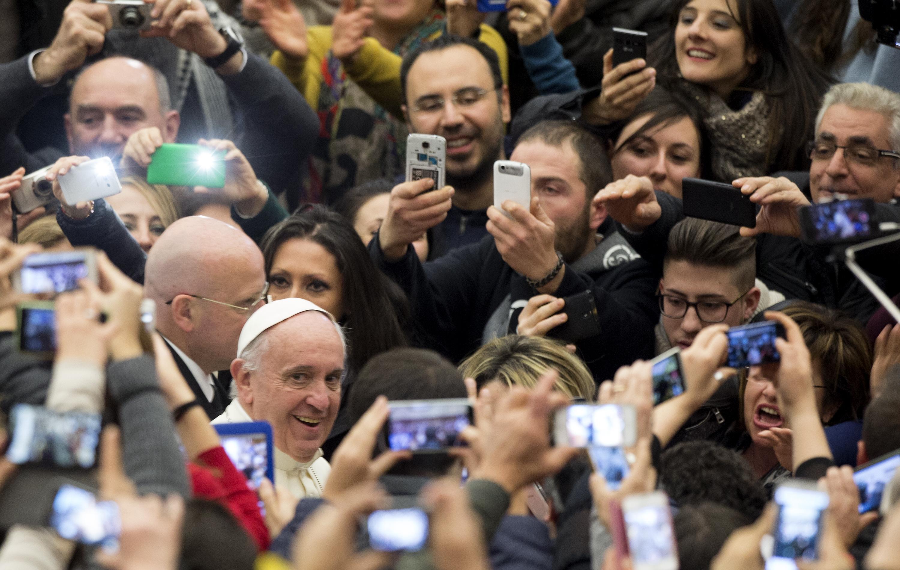 Pope Francis during an audience with groups of the "Progetto Policoro" of the Italian Episcopal Conference - CEI in Nervi Hall. Vatican City