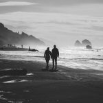 Couple walking on the beach