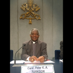 Cardinal Peter Turkson in the Vatican press room