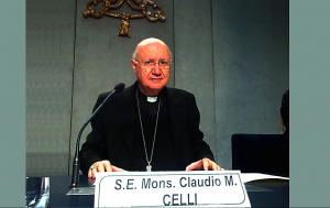 Claudio Maria Celli in the press room