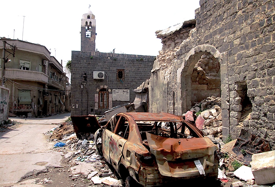 Destroyed buildings in Homs