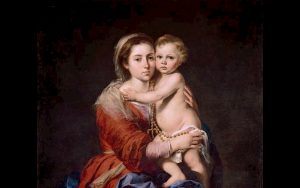 Our Lady of Rosary  with s. Dominic ad s. Catalina of Siena - 1800. Virgen del Rosario