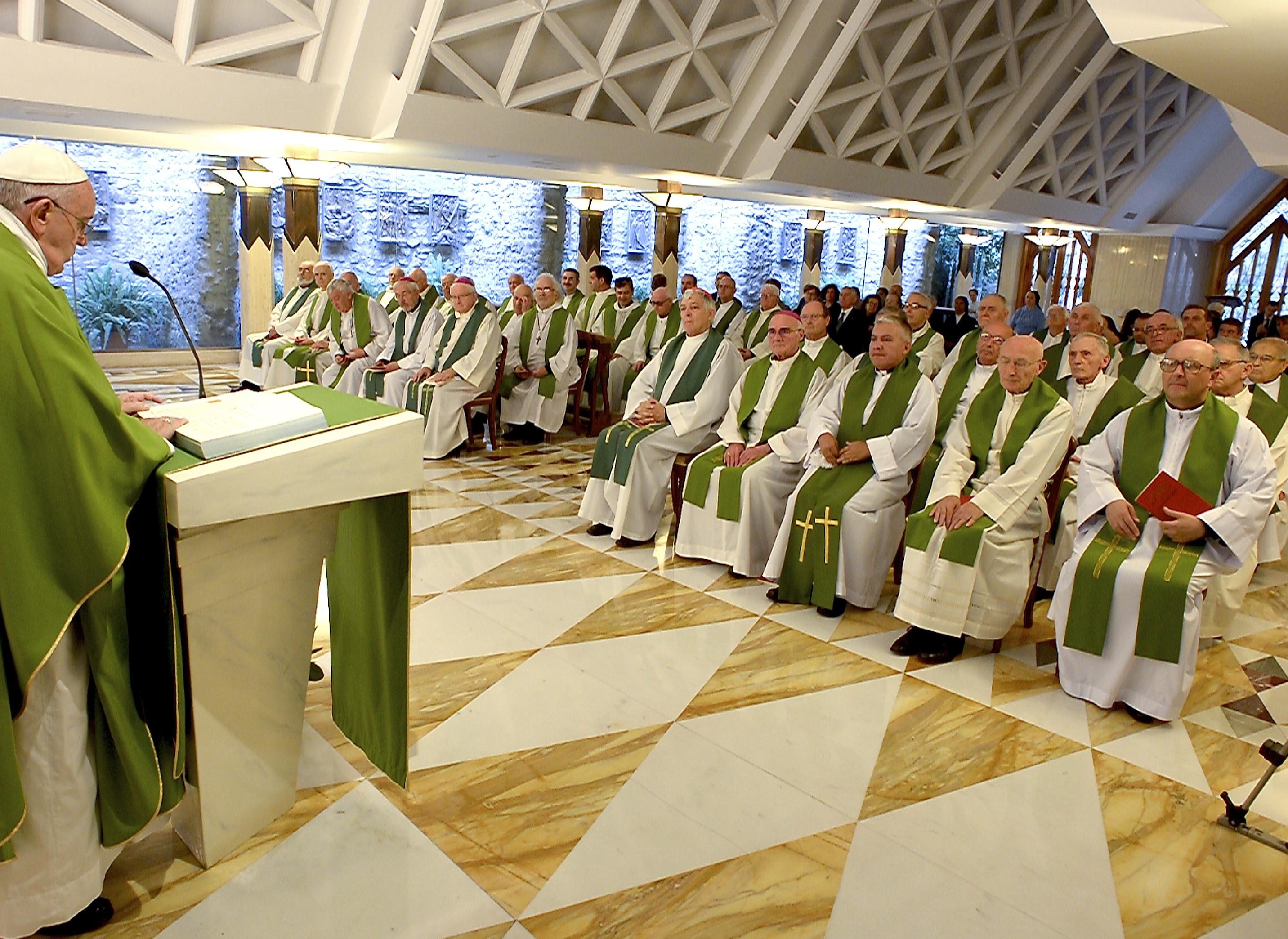 Pope Francis in Santa Marta during the homily. 2015 June 25