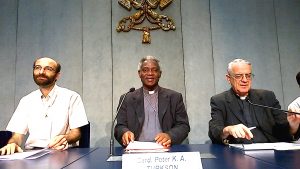 Cardinal Peter Turkson during the presentation of reflexion about miners work in de world