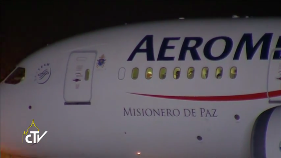 Boeing AeroMexico du pape François "Missionnaire de la paix", Capture CTV