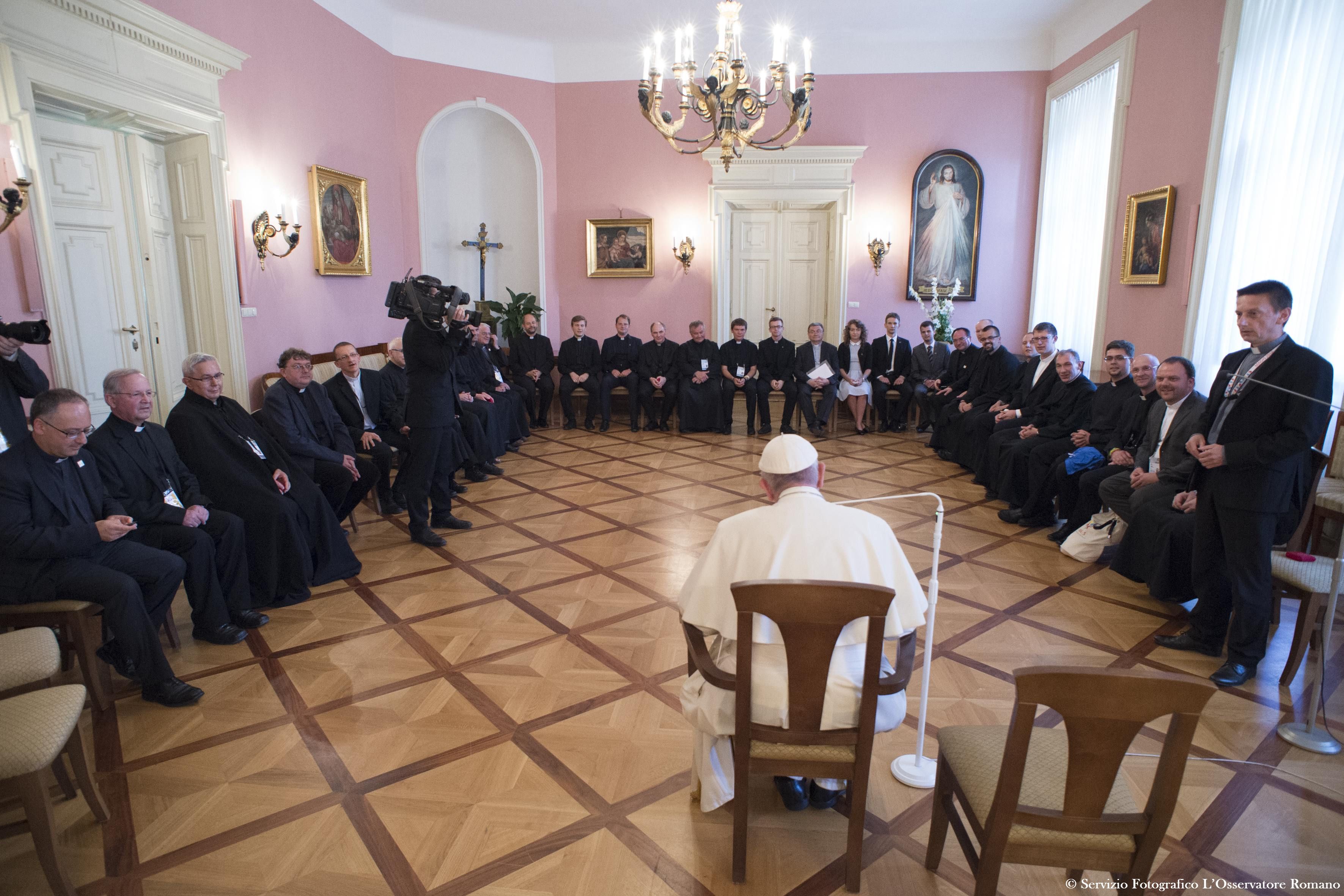 Le pape visite la communauté jésuite de Cracovie, Pologne © L'Osservatore Romano