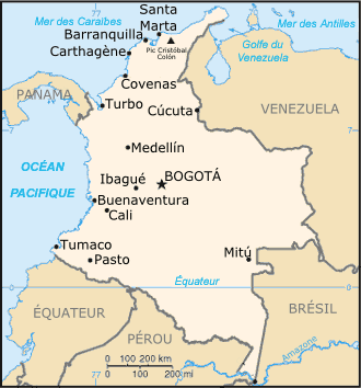 Carte de Colombie © Wikimedia commons