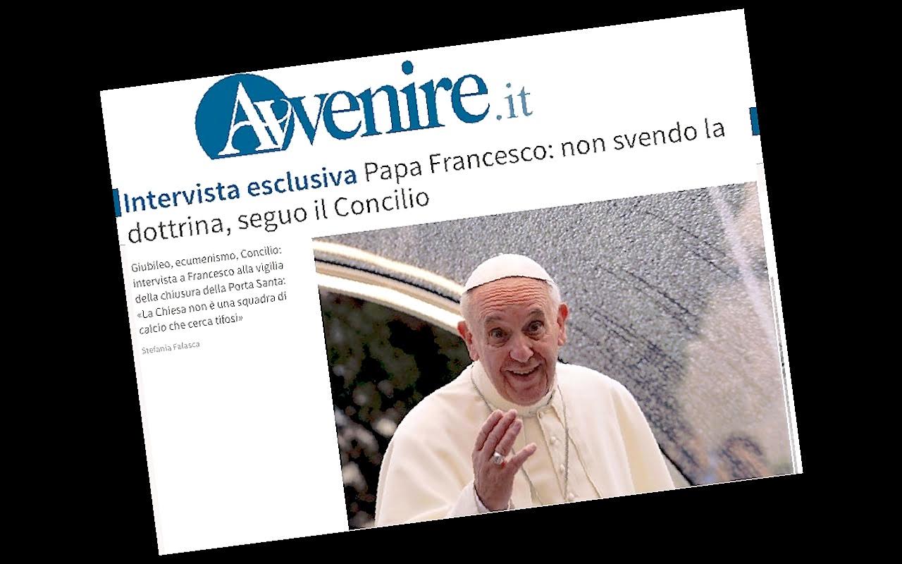 Interview du pape François par Stefania Falasca dans Avvenire, capture