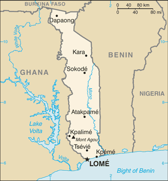 Carte du Togo © Wikimedia Commons
