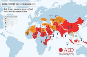 Carte de l'intolérance religieuse 2016 © AED