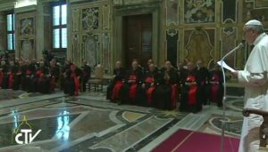 Voeux à la Curie romaine, capture CTV