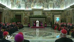 Voeux à la Curie romaine, capture CTV