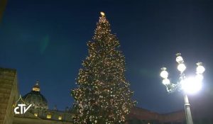 Sapin de Noël place Saint-Pierre 2016 © capture Zenit / CTV