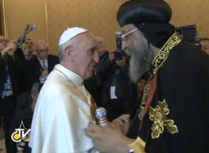 Le pape reçois Tawadros II, 10 mai 2013 , capture CTV