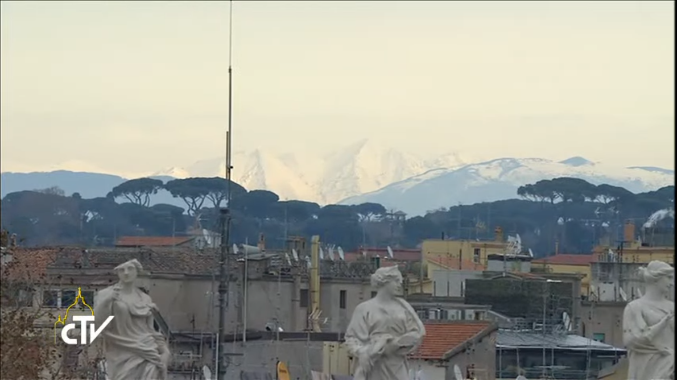 Neige sur les collines autour de Rome, 8 janvier 2017, capture CTV