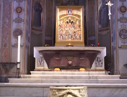 Icône des Nouveaux Martyrs dans l'église Saint-Barthélémy à Rome, capture vidéo santegidiolive