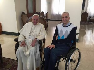Michele Ferri rend visite au pape François au Vatican, mai 2016, Facebook