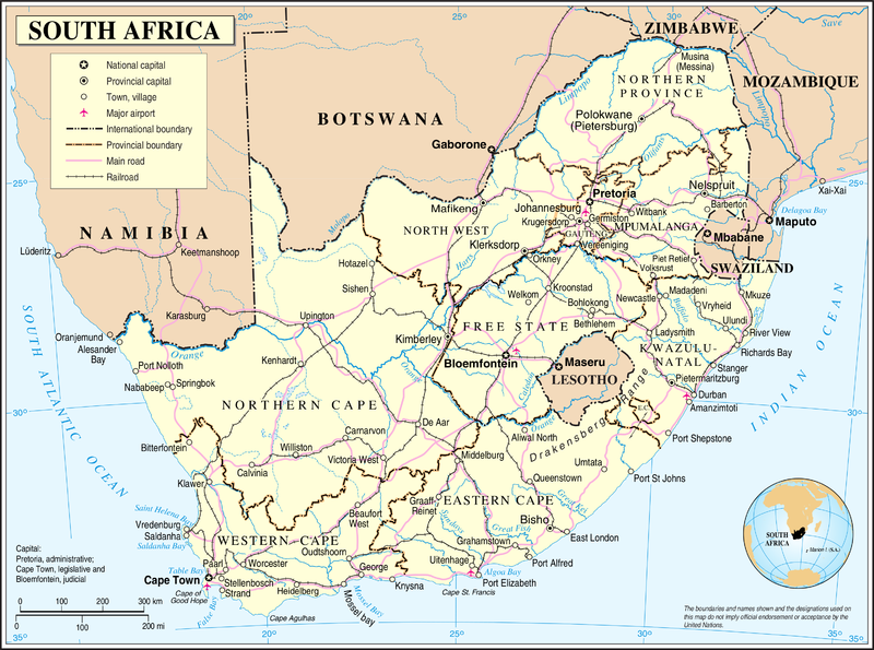 Carte de l'Afrique du Sud © Wikimedia commons