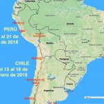 Carte du voyage au Chili et au Pérou