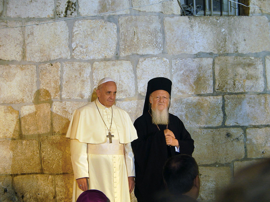 Le pape François et le patriarche Bartholomée à Jérusalem, 25 mai 2014, Creative Commons, Nir Hason