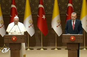 Le pape et le président Erdogan, Ankara, Turquie, capture CTV