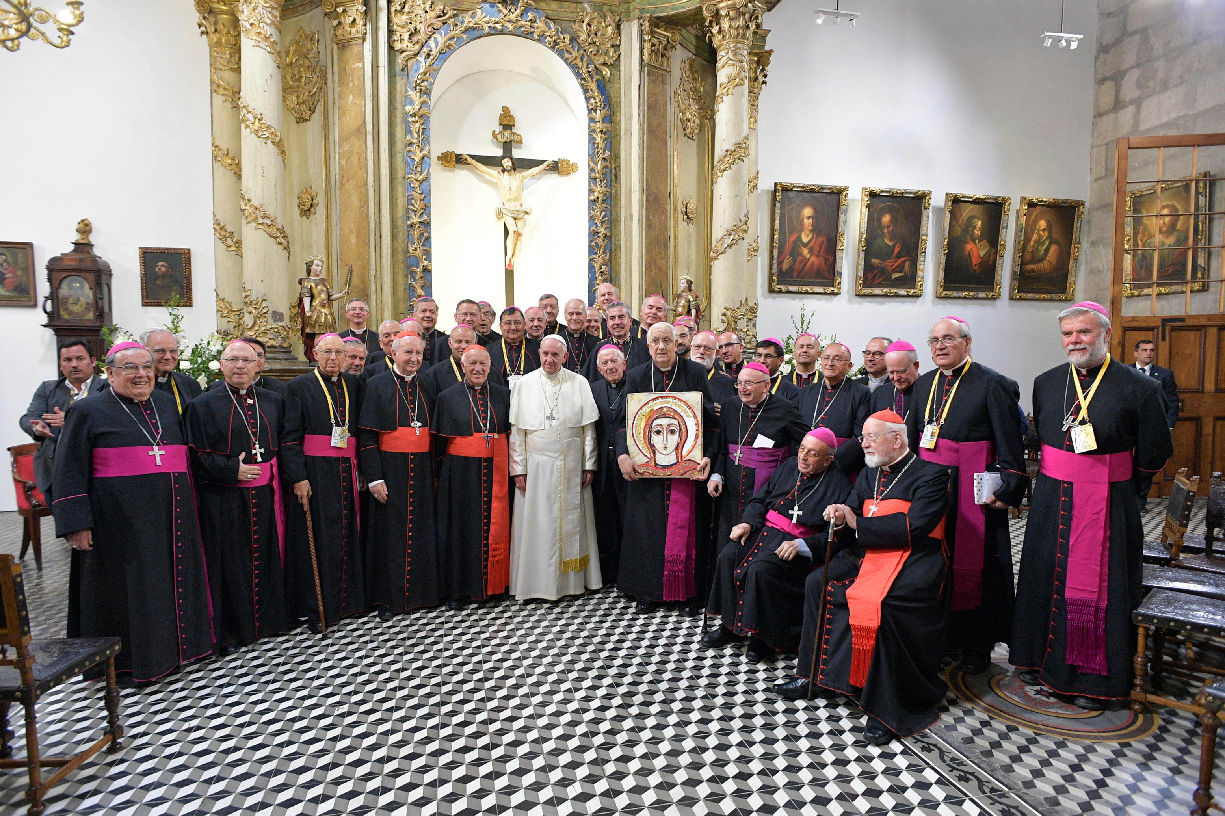 Rencontre avec les évêques, cathédrale de Santiago, Chili © Vatican Media