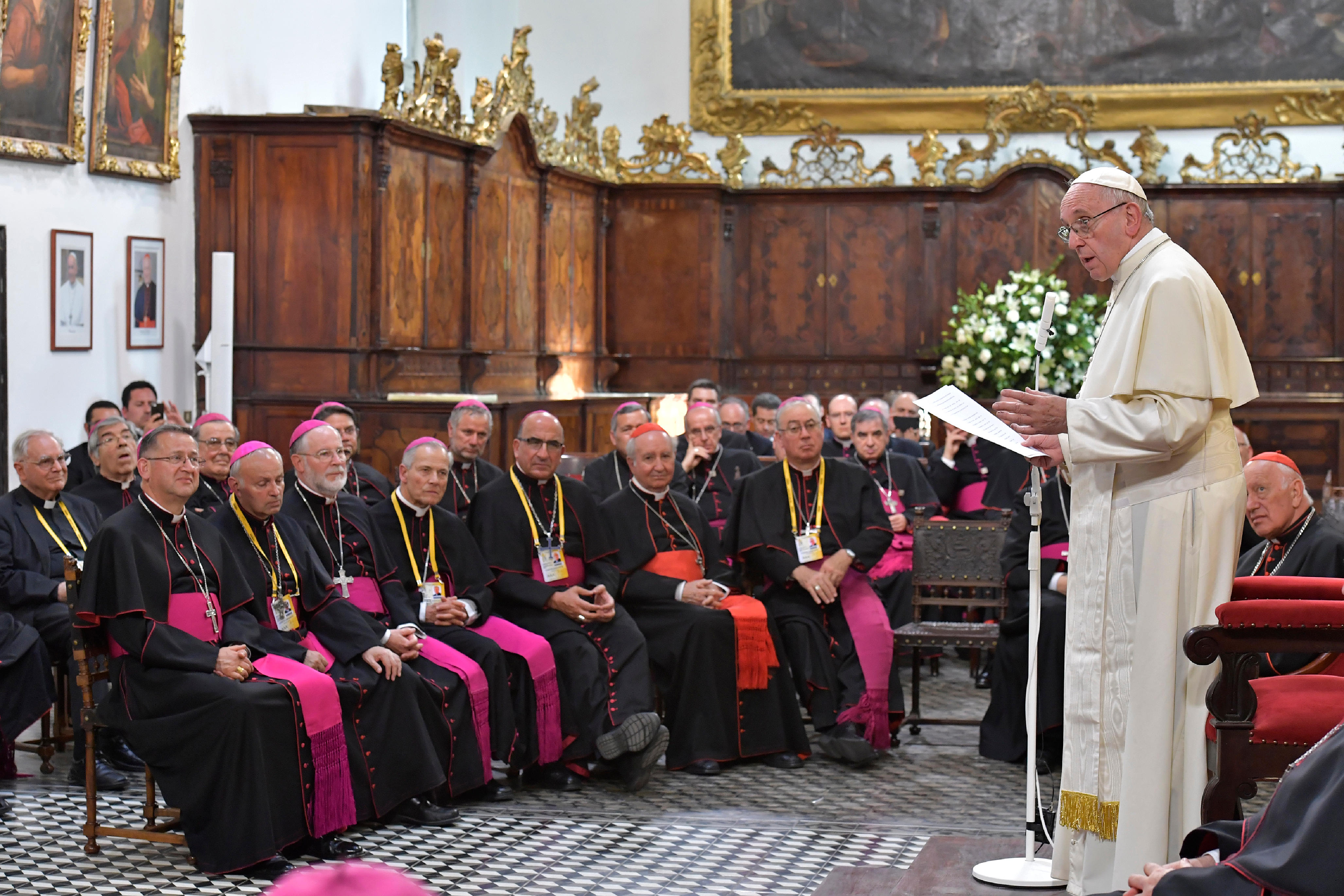 Rencontre avec les évêques, cathédrale de Santiago, Chili © Vatican Media
