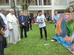 Rencontre avec le pape François à l'archevêché de Trujillo, Pérou @InfoScholas