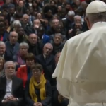 Visite à Santa Maria in Trastevere, Sant'Egidio, capture Vatican Media