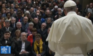 Visite à Santa Maria in Trastevere, Sant'Egidio, capture Vatican Media