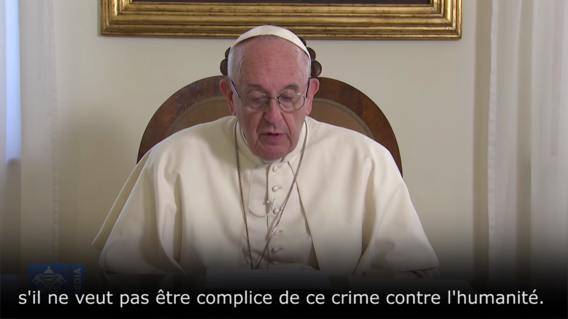 Message Vidéo pour le Forum de Buenos Aires sur l'esclavage 2018, capture @ Vatican Media
