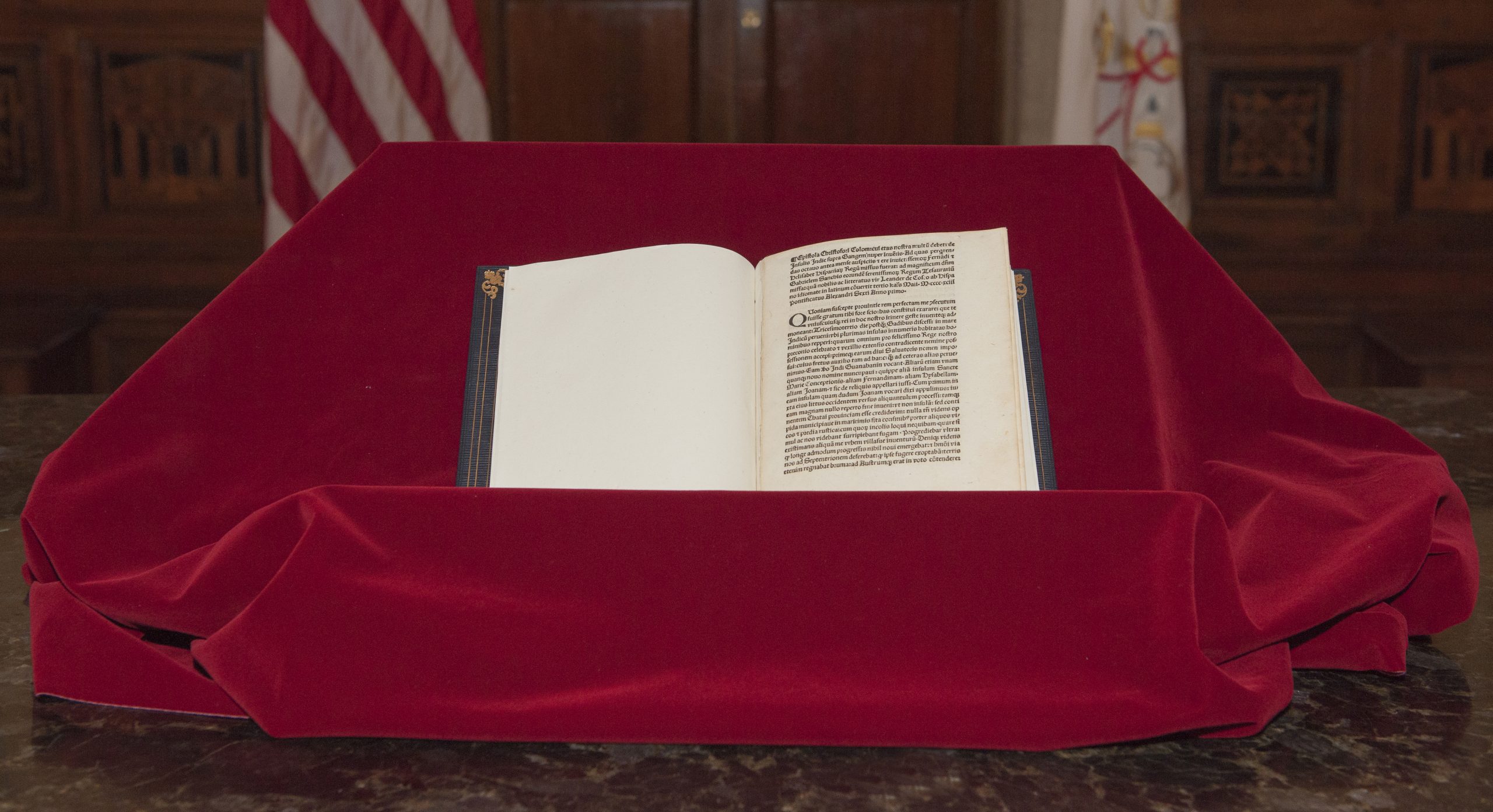 Lettre incunable de Christophe Colomb @Ambassade des Etats-Unis près le Saint-Siège