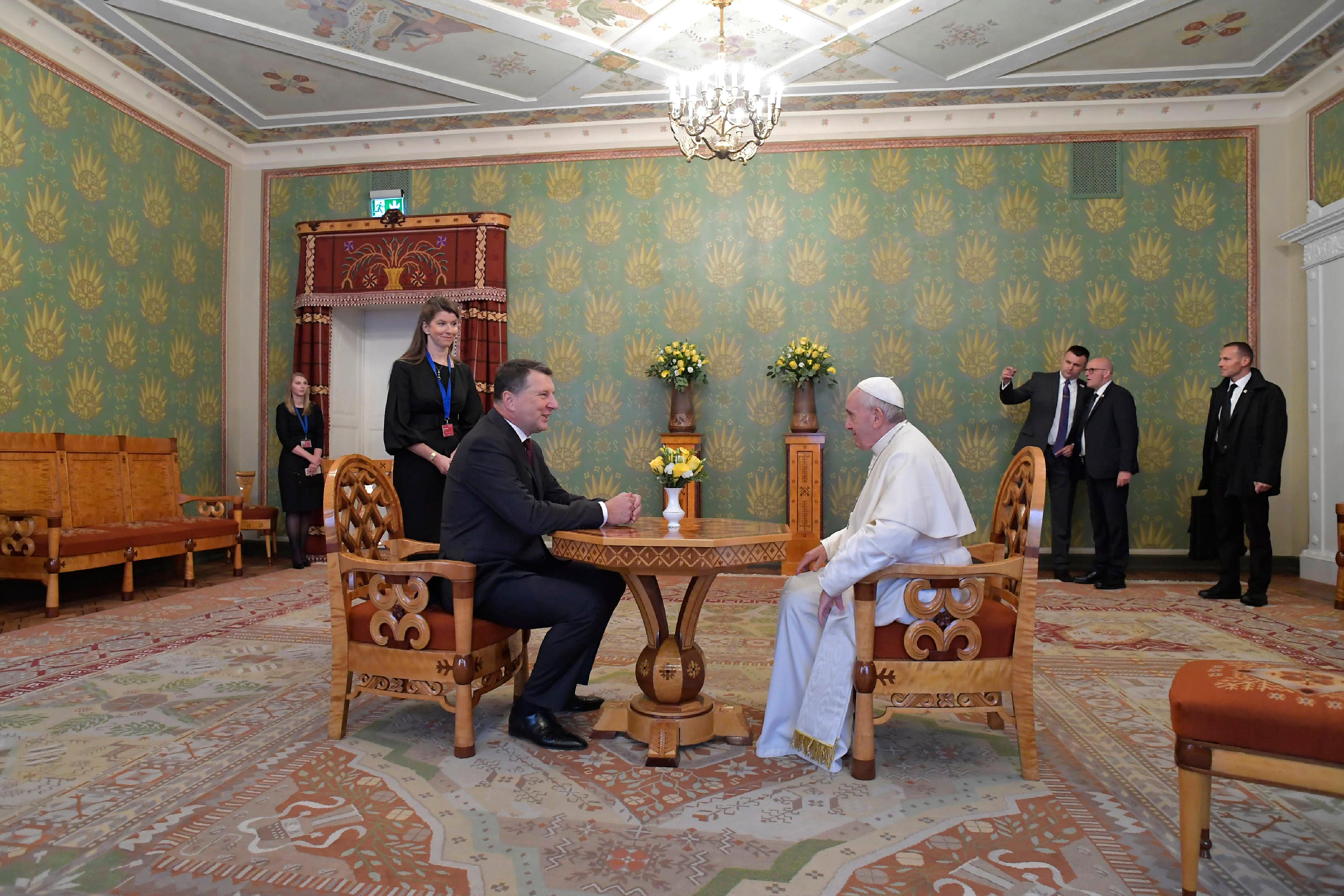 Le pape et le président de la Lettonie Raimonds Vejonis © Vatican Media