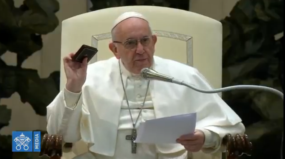 Chemin de croix de poche du pape, Audience générale du 30 janvier 2019, capture Vatican News
