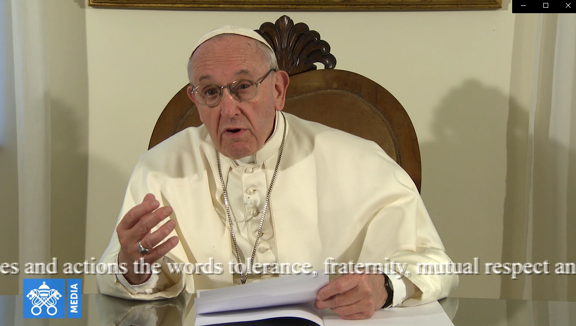 Message vidéo pour le sommet des gouvernements, capture Vatican Media