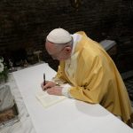 Sainte Maison de Lorette, signature de la Lettre aux Jeunes 25 mars 2019 © Vatican Media