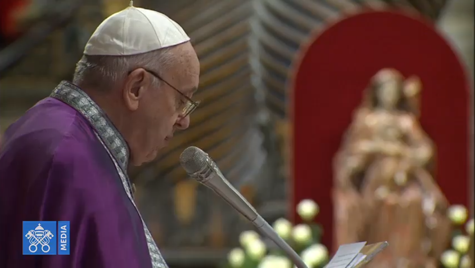 Célébration pénitentielle à St Pierre, 29 mars 2019, capture Vatican Media