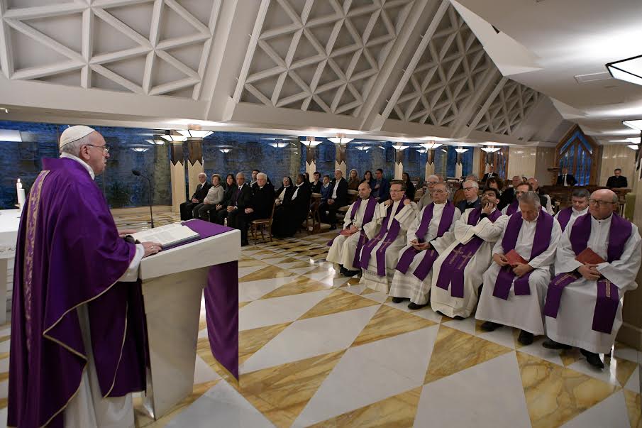 Le président Mattarella à Sainte-Marthe, 4 avril 2019 © Vatican Media