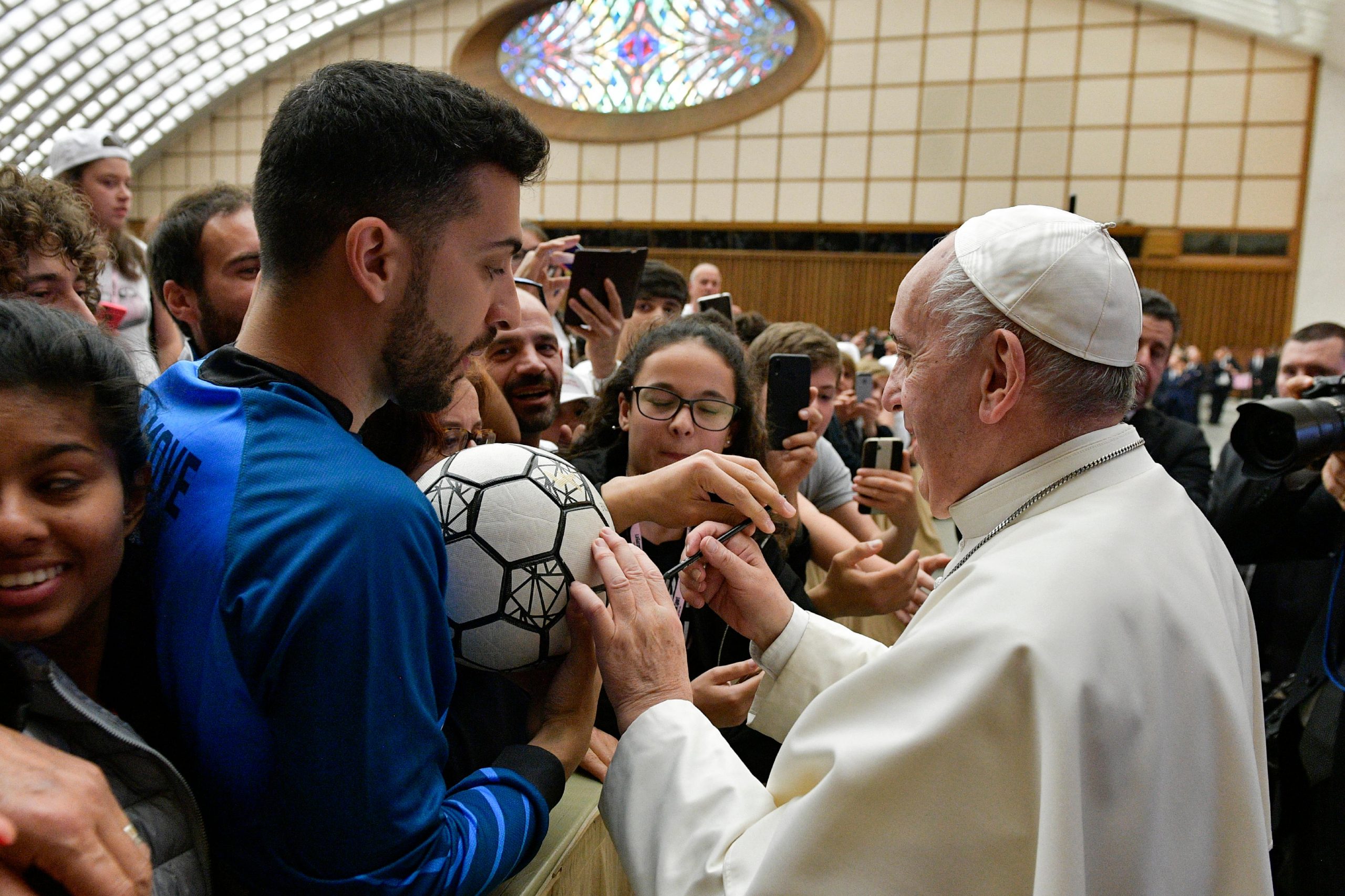 Jeunes sportifs, fédération de football italienne © Vatican Media