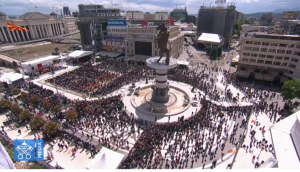 Messe place Macédoine, Skopje, capture Vatican Media